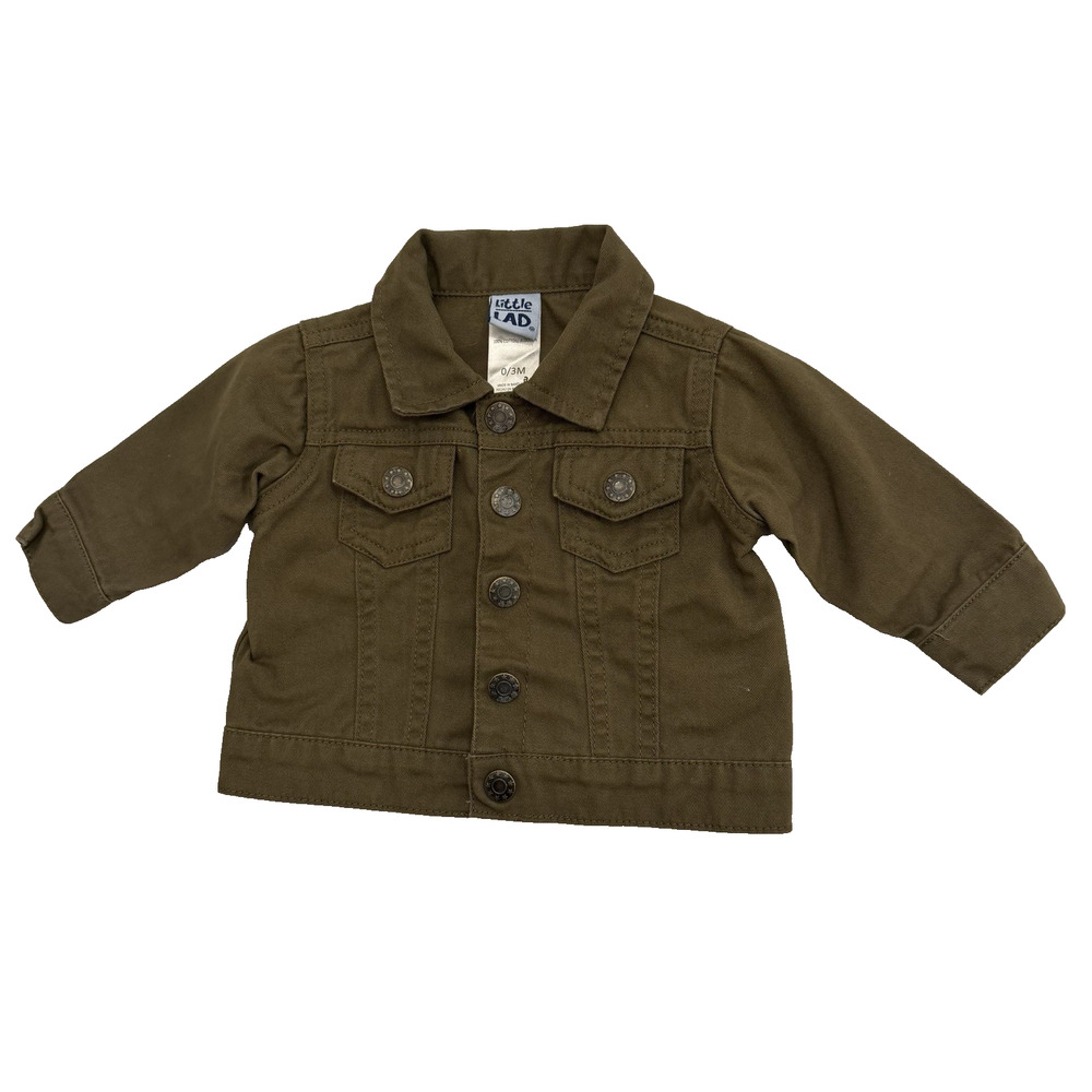 Little Lad Jacket Infant 0/3 Months Olive Green Snap Front